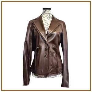 NWT Zenobia ‘Zeno’ Brown Leather Jacket. Size 6